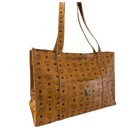 MCM Vintage Cognac Visetos Coated Canvas Large Tote Bag | Made in Germany - Picture 2 of 14